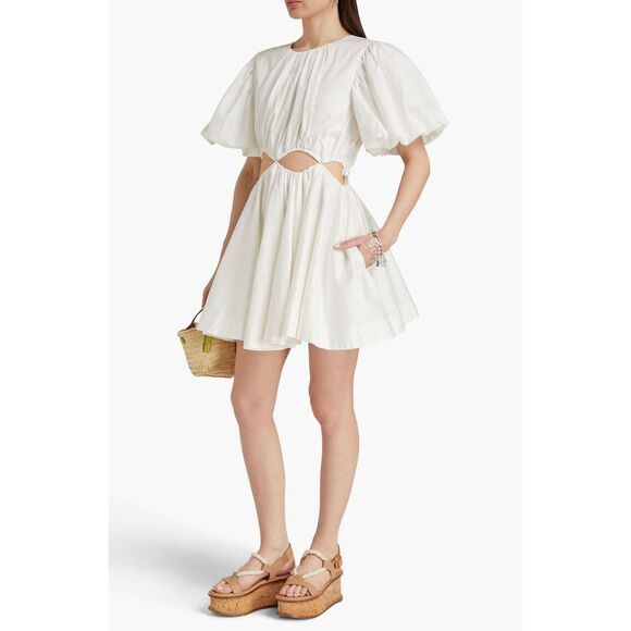 Aje Henriette Cutout Cotton-twill Mini Dress White Size 4